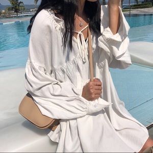 NWOT White Peasant Poets Blouse  One Size